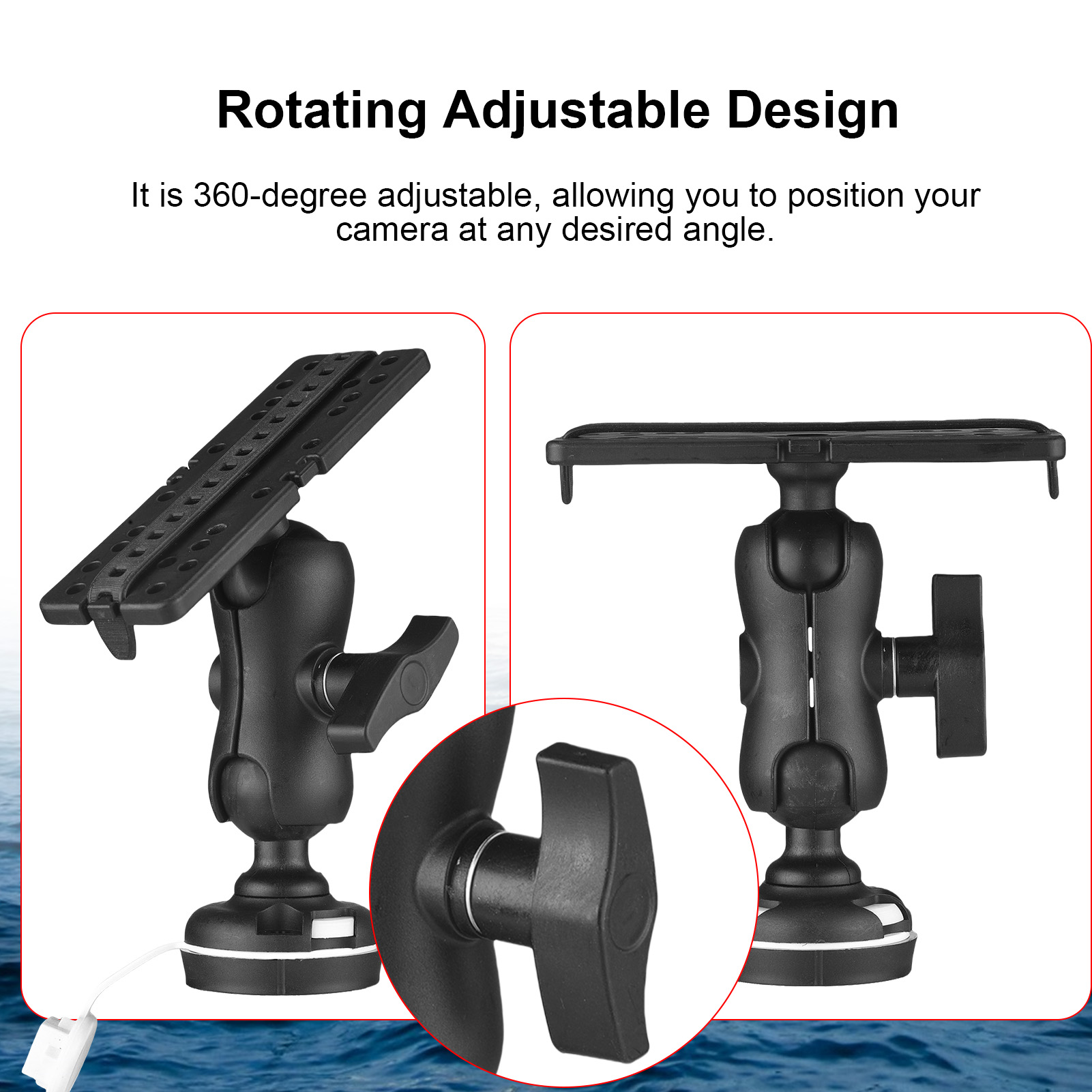 Fishing Kayak Fish Finder Mount - Fishfinder Mount met rechthoekige basis Kajakrailinstallatiesysteem